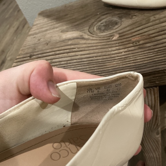 Franco Sarto Jesslyn Pumps White Leather Low Block Heel Size 11 - Picture 7 of 9